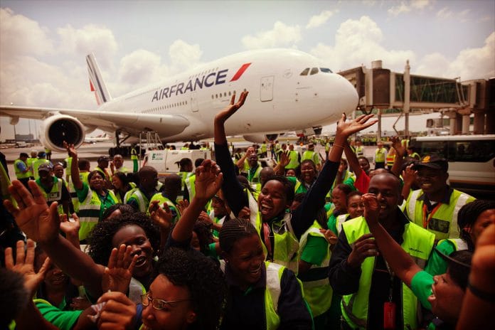 A380 d'Air France en Affrique Arrivée de l'A380 d'Air France à Johannesbourg