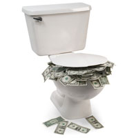 Argent dans les toilettes Argent dans les toilettes